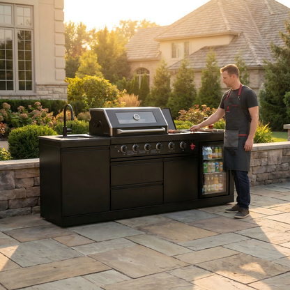 Briarwood 4-Burner Stainless Steel Propane Outdoor Kitchen with Marble Countertops