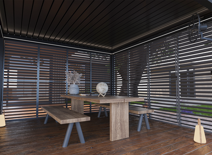 FlexPatio Adjustable Aluminum Privacy Shutter Wall for Pergolas – 10' to 20'