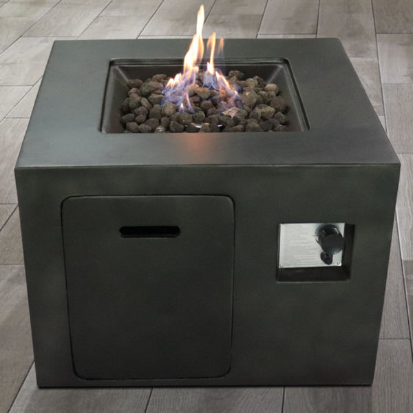 30" Square Fiber-Reinforced Concrete Propane Fire Pit Table