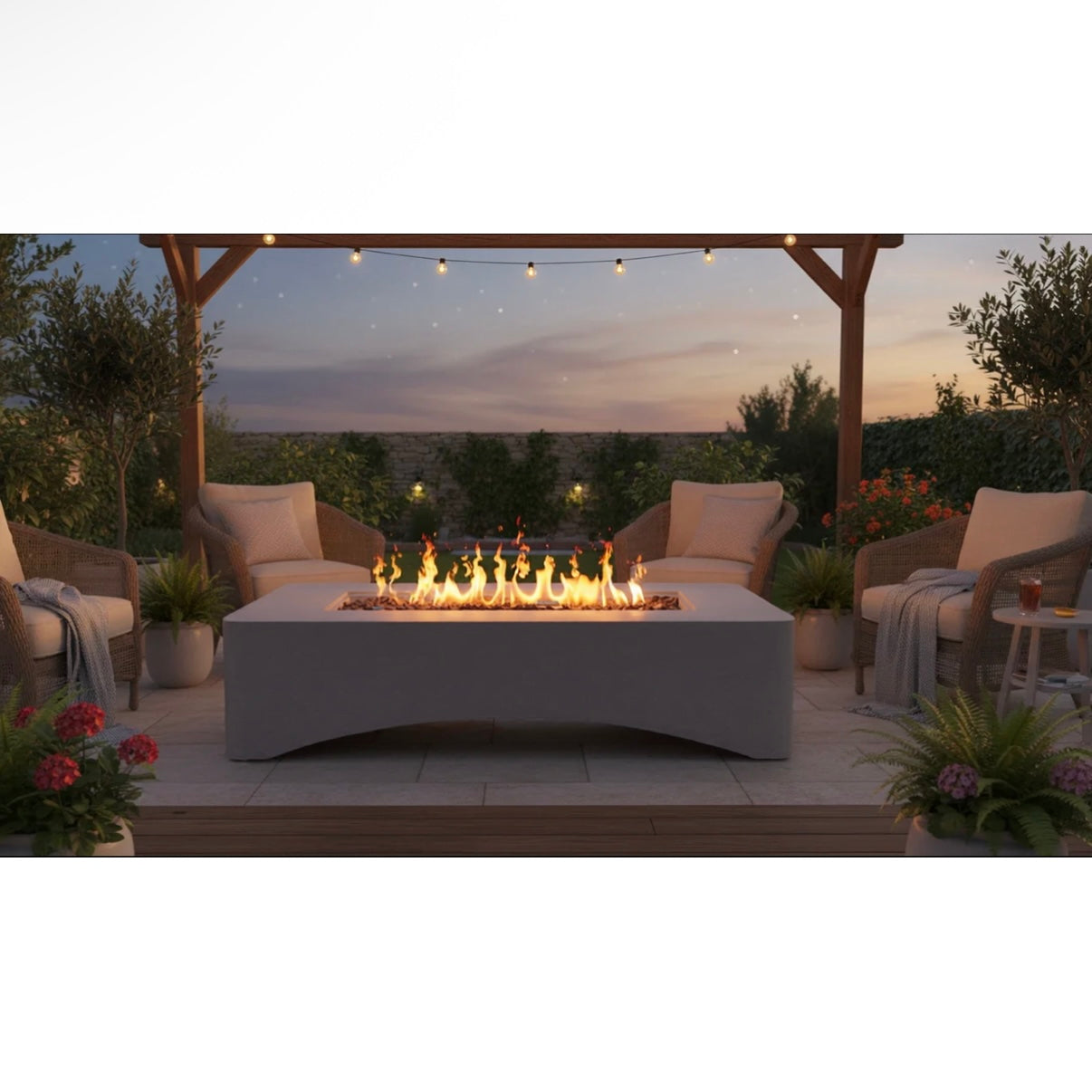 56" Modern Concrete Propane Fire Pit Table – 50,000 BTU