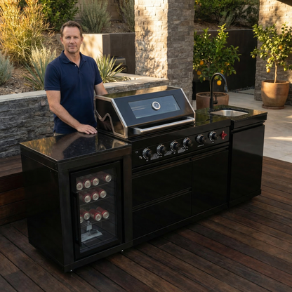 Briarwood 4-Burner Stainless Steel Propane Outdoor Kitchen with Marble Countertops
