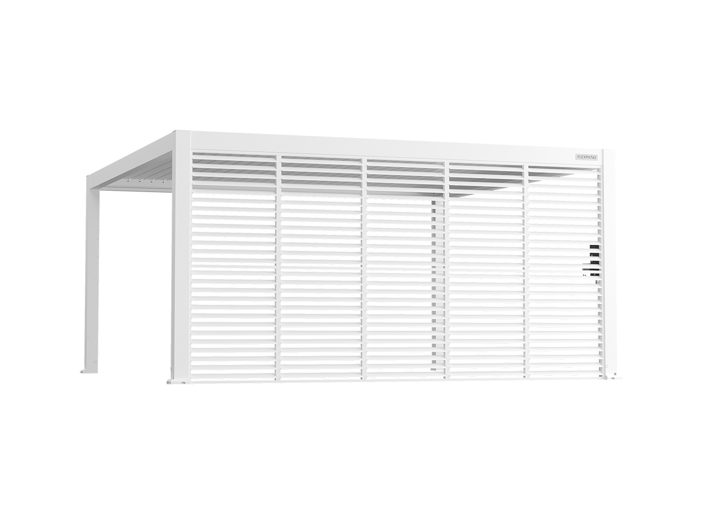 FlexPatio Adjustable Aluminum Privacy Shutter Wall for Pergolas – 10' to 20'