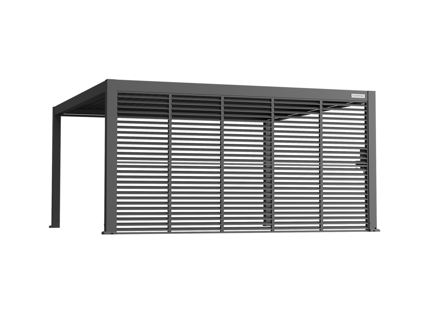 FlexPatio Adjustable Aluminum Privacy Shutter Wall for Pergolas – 10' to 20'