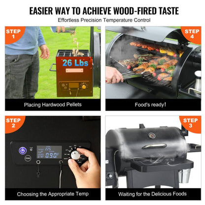 62" Heavy-Duty Wood Pellet Grill & Smoker with Digital Controls & Rolling Cart