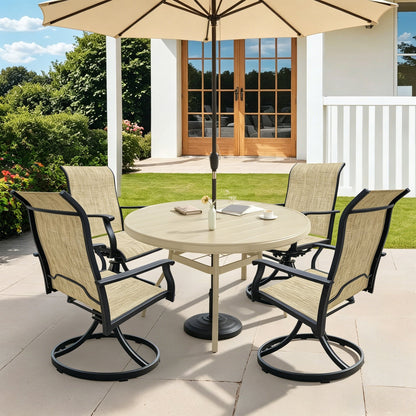 5-Piece Outdoor Dining Set with 360° Swivel Chairs & Round Patio Table