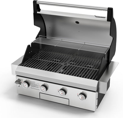 Brand-Man Gas Grill Built-In Head, 30-Inch 4-Burner Propane Grill, Natural Gas Convertible, Heavy Duty 304 Stainless Steel 40,000BTUs BBQ Island Outdoor Kitchen