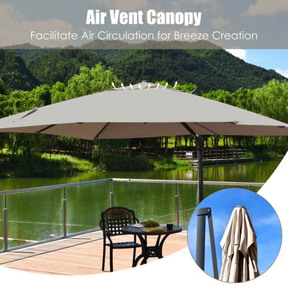 10 x 13 Feet Rectangular Cantilever Umbrella with 360¬∞ Rotation Function-Brown