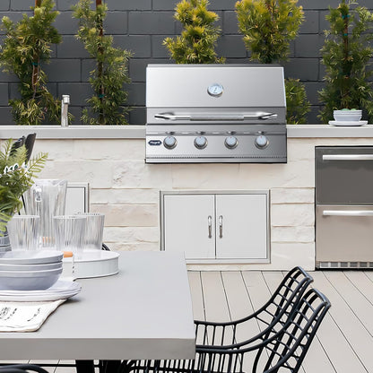 Hygrill 32-Inch Built In Grill, Stainless Steel 4-Burner Grill Head for Outdoor Kitchen, Natural Gas