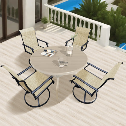 5-Piece Outdoor Dining Set with 360° Swivel Chairs & Round Patio Table