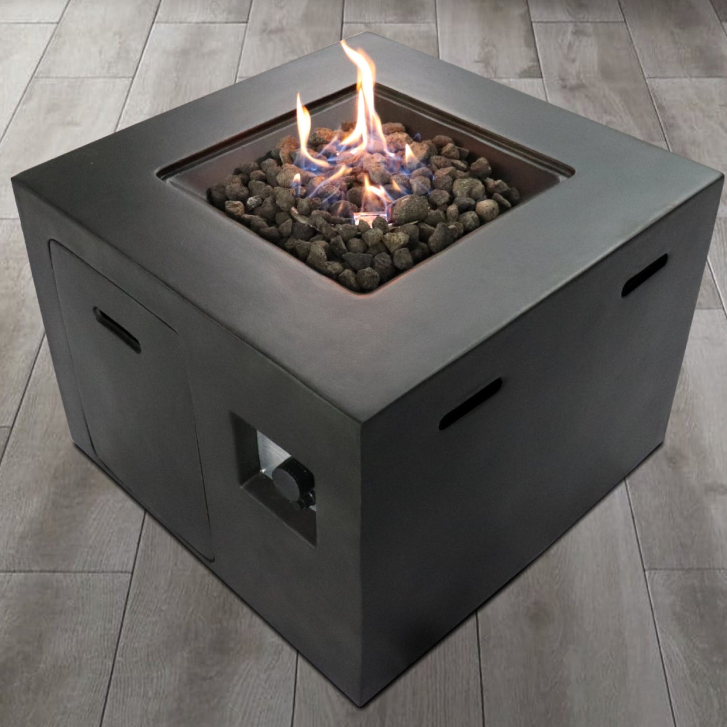 30" Square Fiber-Reinforced Concrete Propane Fire Pit Table