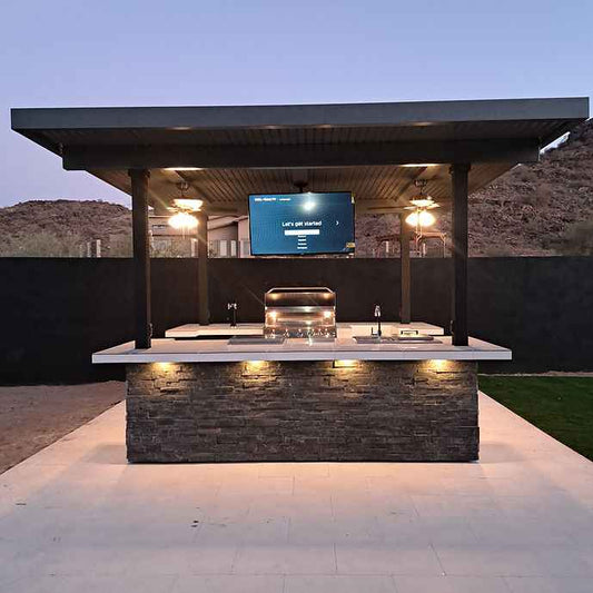 The Stadium Outdoor Kitchen & Sports Bar with Dual 55" TVs & Built-In Grill