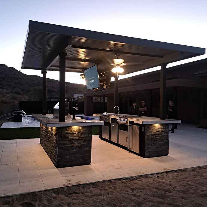 The Stadium Outdoor Kitchen & Sports Bar with Dual 55" TVs & Built-In Grill
