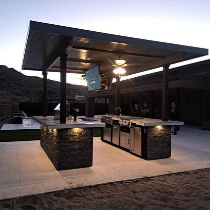 The Stadium Outdoor Kitchen & Sports Bar with Dual 55" TVs & Built-In Grill