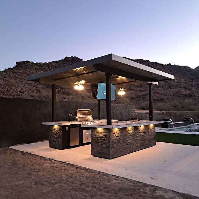 The Stadium Outdoor Kitchen & Sports Bar with Dual 55" TVs & Built-In Grill