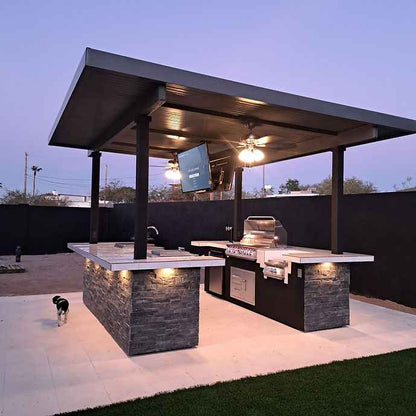 The Stadium Outdoor Kitchen & Sports Bar with Dual 55" TVs & Built-In Grill
