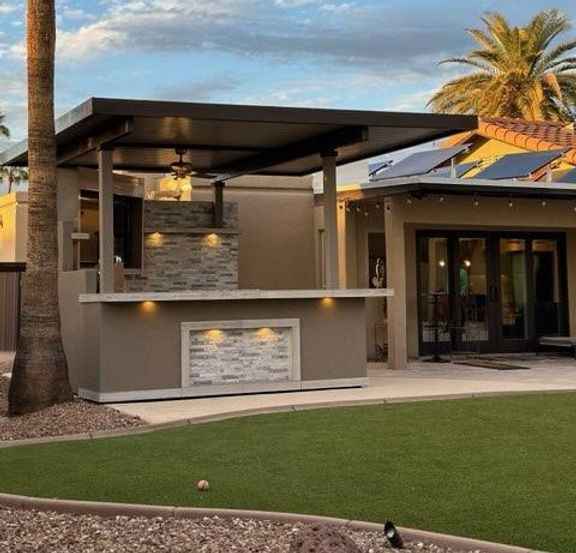 KoKoMo Grills Bermuda Luxury Outdoor Kitchen Island with Built-In Grill, TV, Fire Pit & Bar