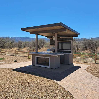 The Catalina 12' x 12' Covered Outdoor Kitchen with Built-In Grill, Refrigerator & Bar Seating