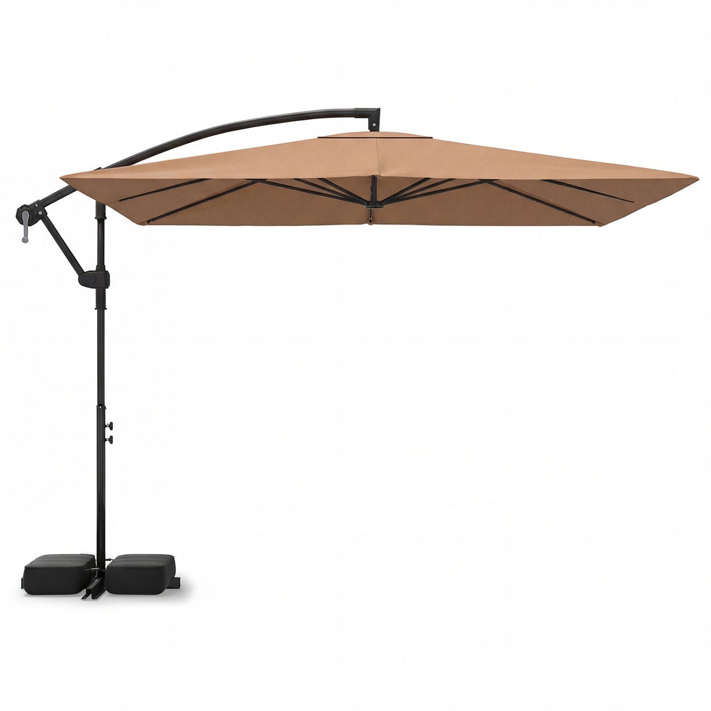 8 x 8 Square FT Solar LED Offset Cantilever Patio Umbrella with 360¬∞ Rotation