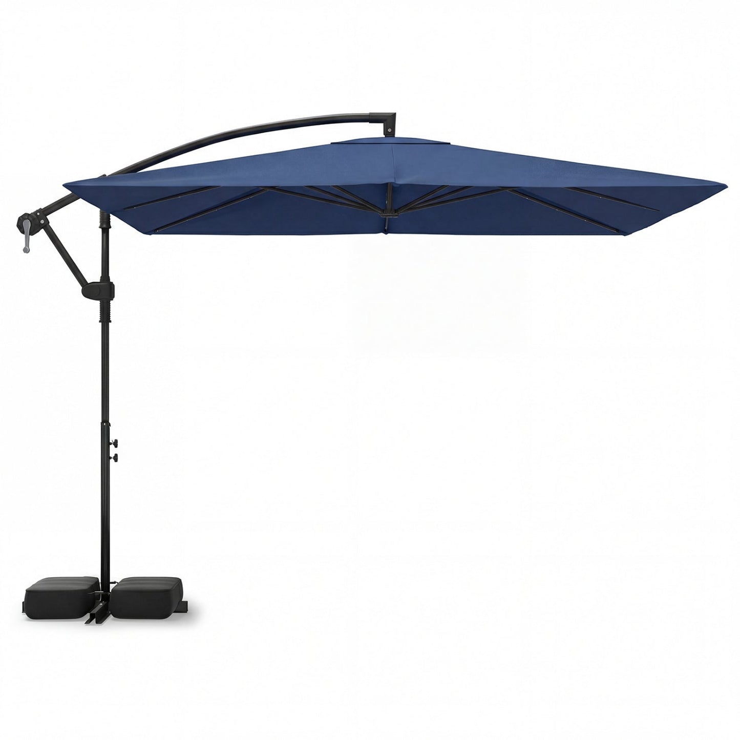 8 x 8 Square FT Solar LED Offset Cantilever Patio Umbrella with 360¬∞ Rotation