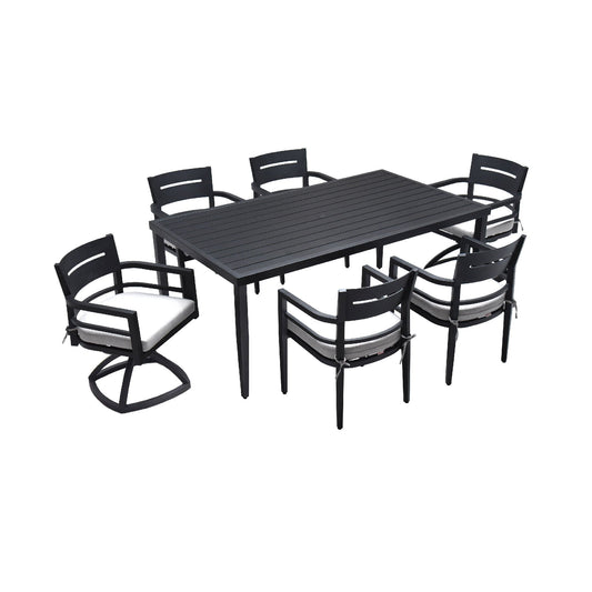 Modern Outdoor Dining Set with Sunbrella® Cushioned Chairs & Dining Table