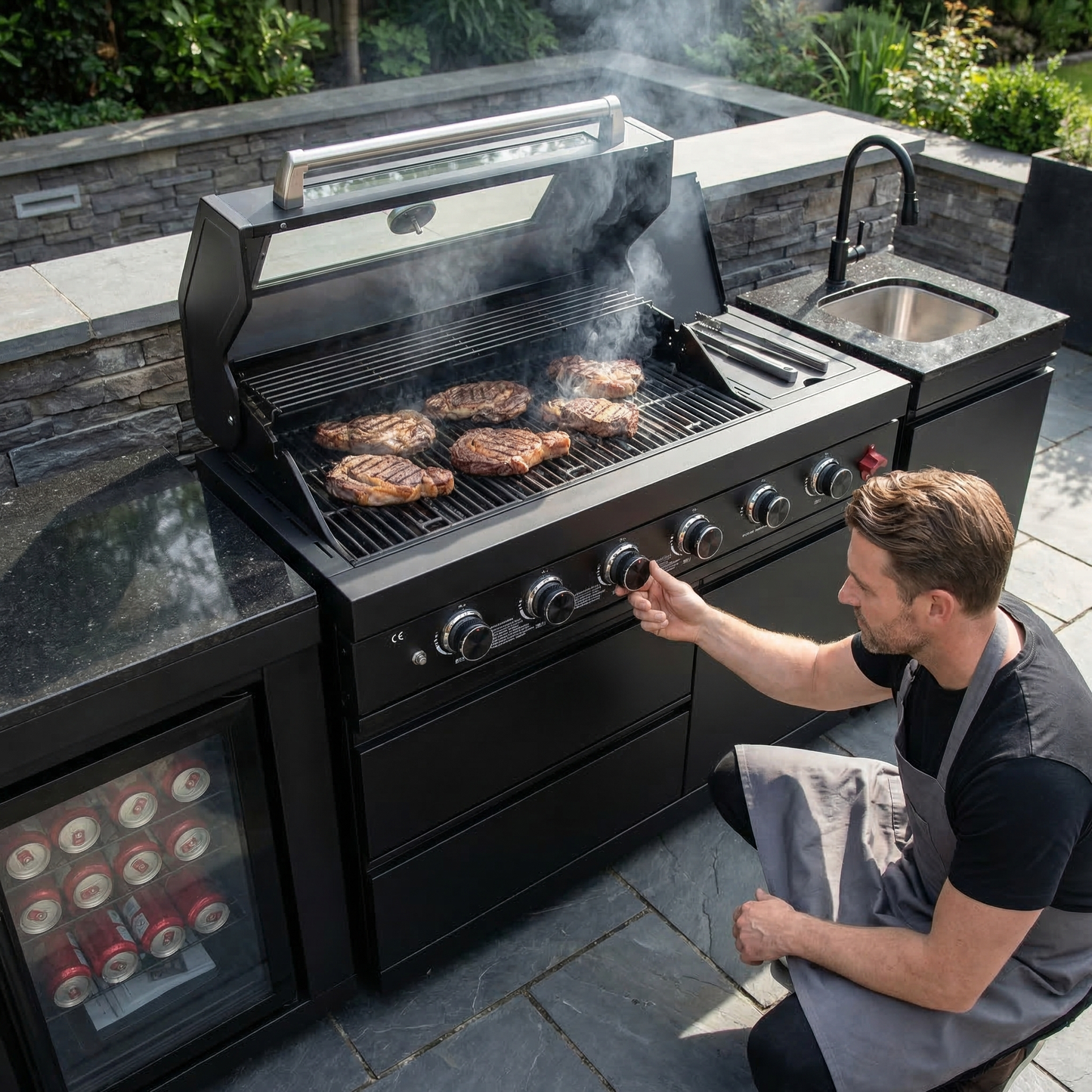 Briarwood 4-Burner Stainless Steel Propane Outdoor Kitchen with Marble Countertops