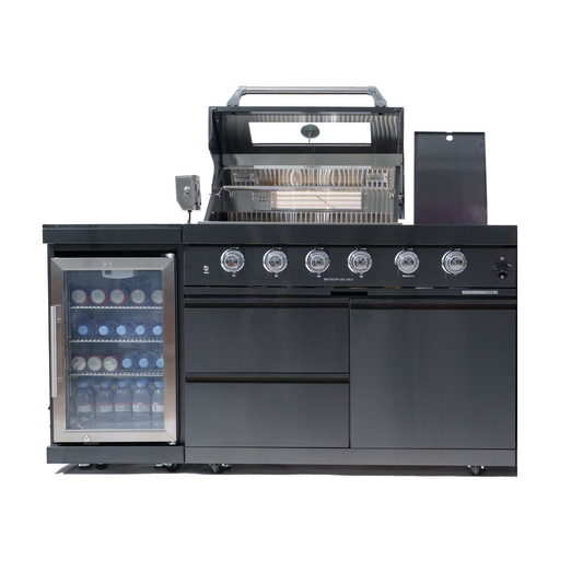 The Briarwood 46" 4-Burner Gas Outdoor Kitchen with Refrigerator, Rotisserie & Granite Countertops