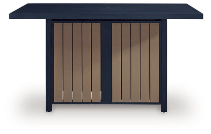 East Beach 70" Outdoor Bar Table with Propane Fire Pit & Storage