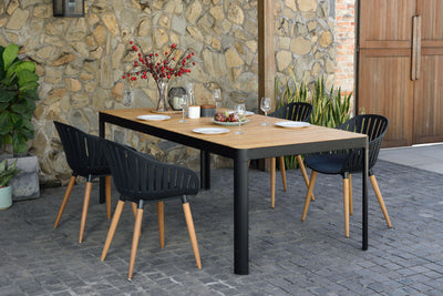 5-Piece Outdoor Dining Set with Rectangular Table – Dark Finish