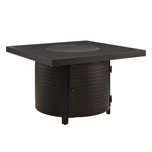 40" Round Hammered Aluminum Convertible Propane Fire Pit Table