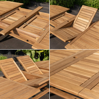 Julien FSC Certified Teak Wood Outdoor Patio Extendable Dining Set