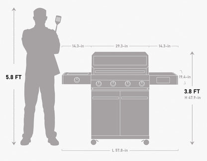 Monument Grills Eminence 405 Smart 4-Burner Gas Grill with Side Sear Burner & ClearView Lid