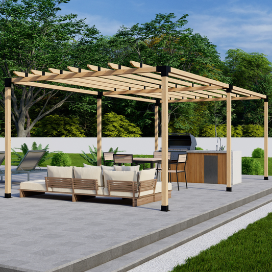 DIY Freestanding Pergola Bracket Kit with Roof Rafters – Custom Sizes Up to 24' x 12'