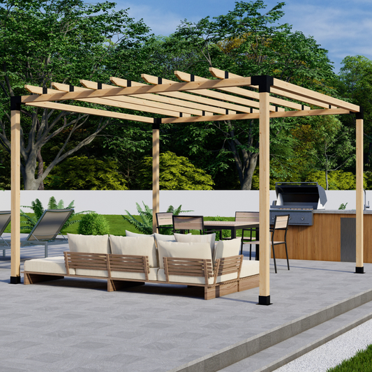 DIY Freestanding Pergola Bracket Kit with Roof Rafters – Custom Sizes Up to 12' x 12'