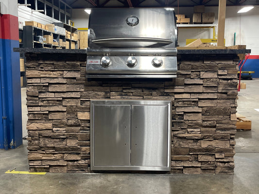 The Ridgeview 5' Natural Stone Outdoor Kitchen with Blaze 3-Burner Grill