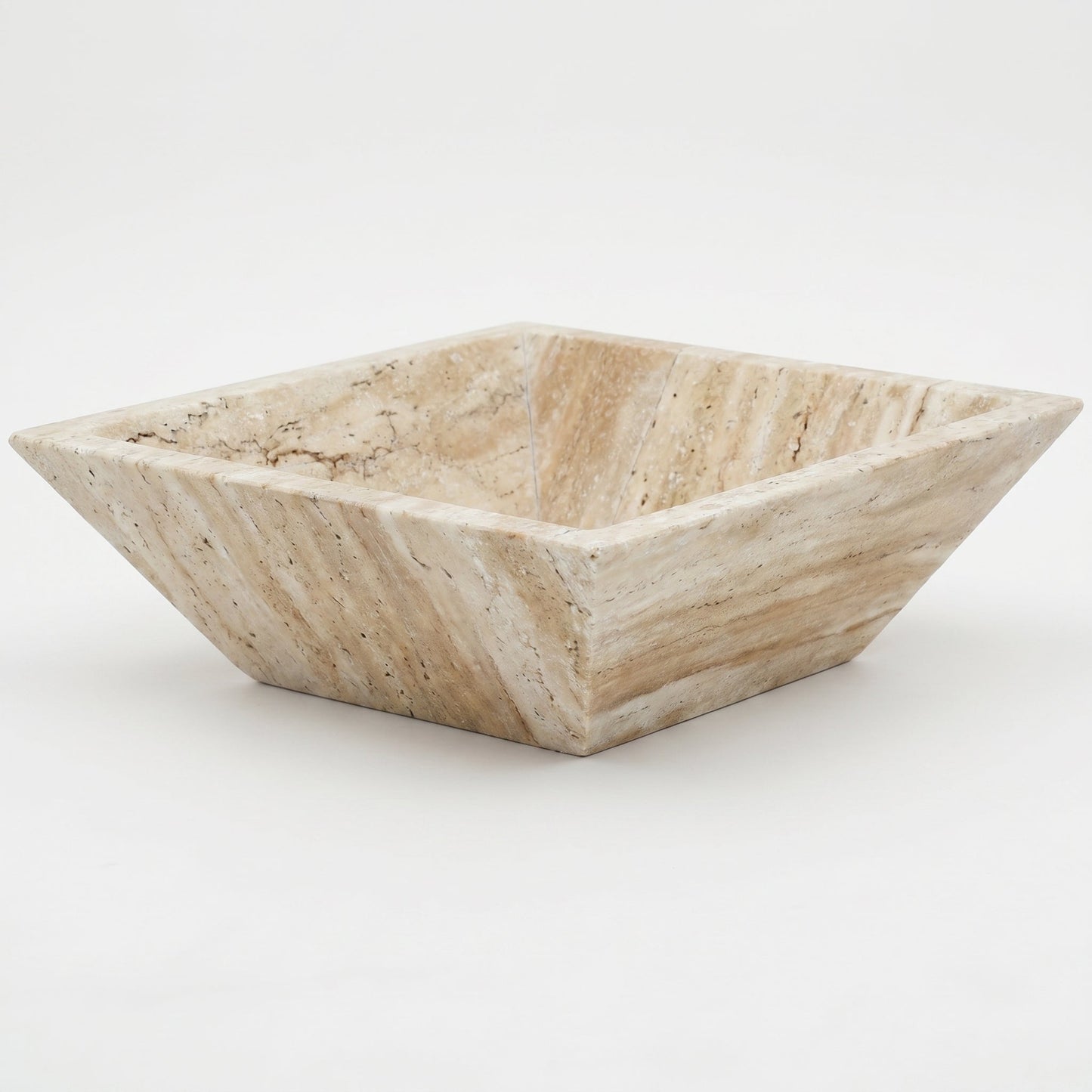 24" Vein-Cut Travertine Outdoor Fire Pit – Natural Stone