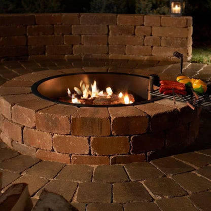 48" Round Stone Wood-Burning Fire Pit Kit with Cooking Grill