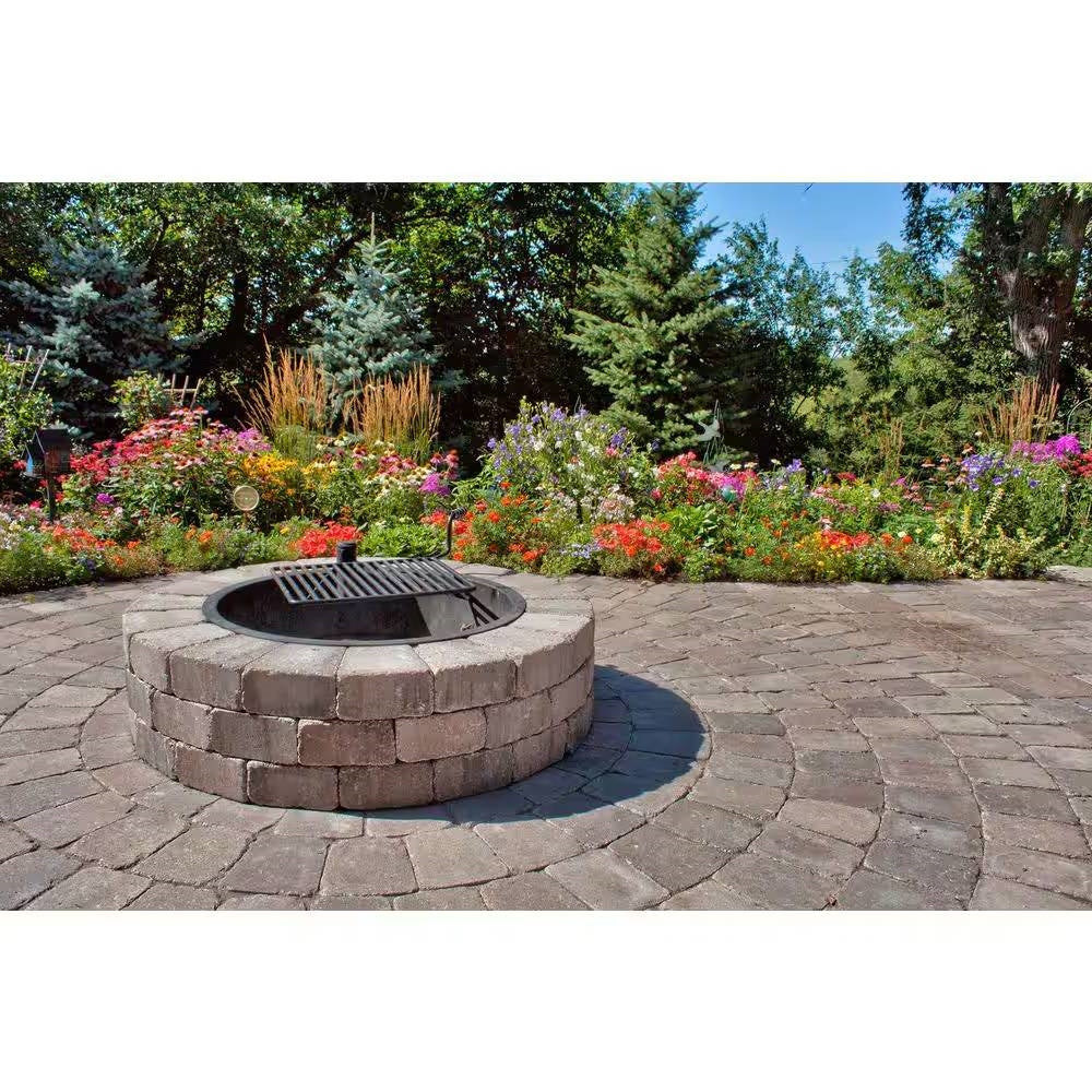 48" Round Stone Wood-Burning Fire Pit Kit with Cooking Grill