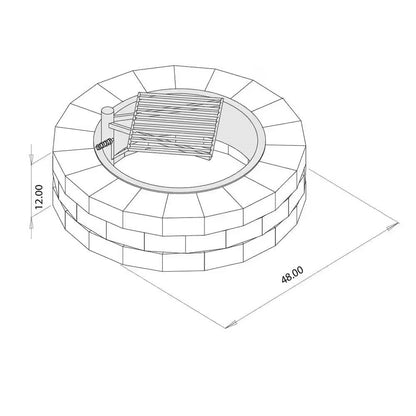 48" Round Stone Wood-Burning Fire Pit Kit with Cooking Grill