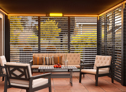FlexPatio Adjustable Aluminum Privacy Shutter Wall for Pergolas – 10' to 20'