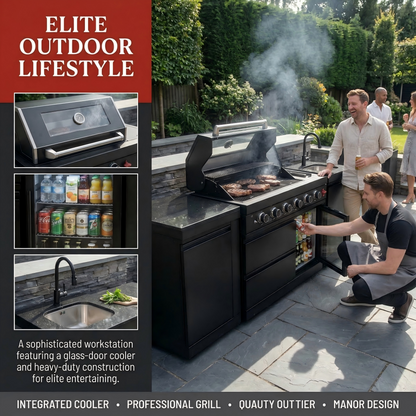 Briarwood 4-Burner Stainless Steel Propane Outdoor Kitchen with Marble Countertops
