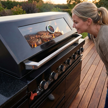 The Hawthorne 6-Burner Propane Outdoor Kitchen with Marble Countertops – 85,000 BTU