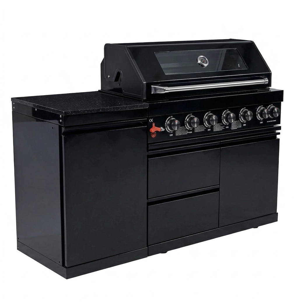 The Hawthorne 6-Burner Propane Outdoor Kitchen with Marble Countertops – 85,000 BTU