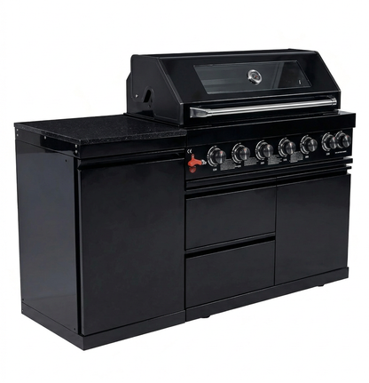 The Hawthorne 6-Burner Propane Outdoor Kitchen with Marble Countertops – 85,000 BTU