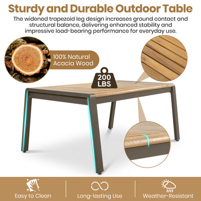 6-Piece Modern Outdoor Conversation Set with Acacia Wood Accents & Cushions