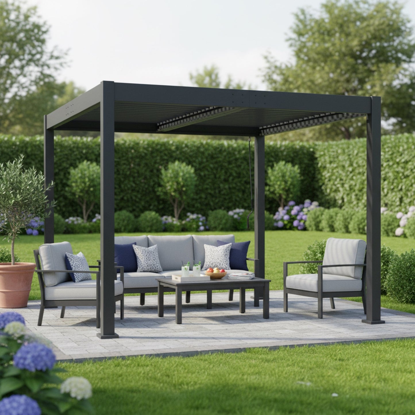 10' x 10' Byron Louvered Pergola with Adjustable Roof