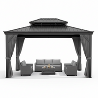 Hardtop Gazebo Built for Year-Round Use, 12x14 Aluminum Frame, Double Layer Roof, Curtains & Netting