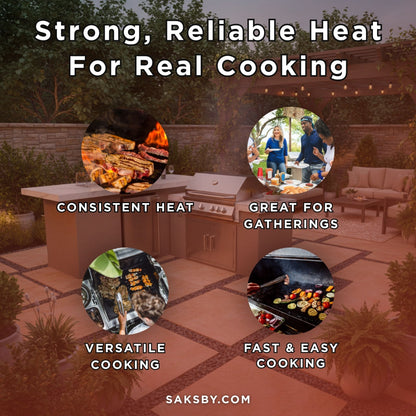 KoKoMo Grills Baja 9' Outdoor BBQ Island with 32" Built-In Grill, Refrigerator & Fire Feature