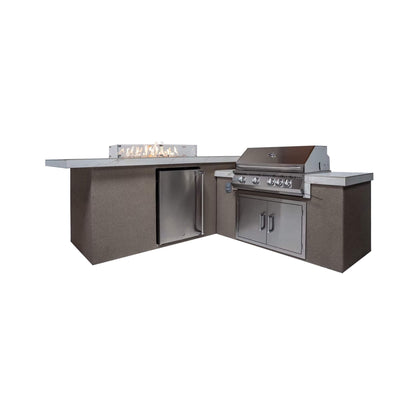 KoKoMo Grills Baja 9' Outdoor BBQ Island with 32" Built-In Grill, Refrigerator & Fire Feature