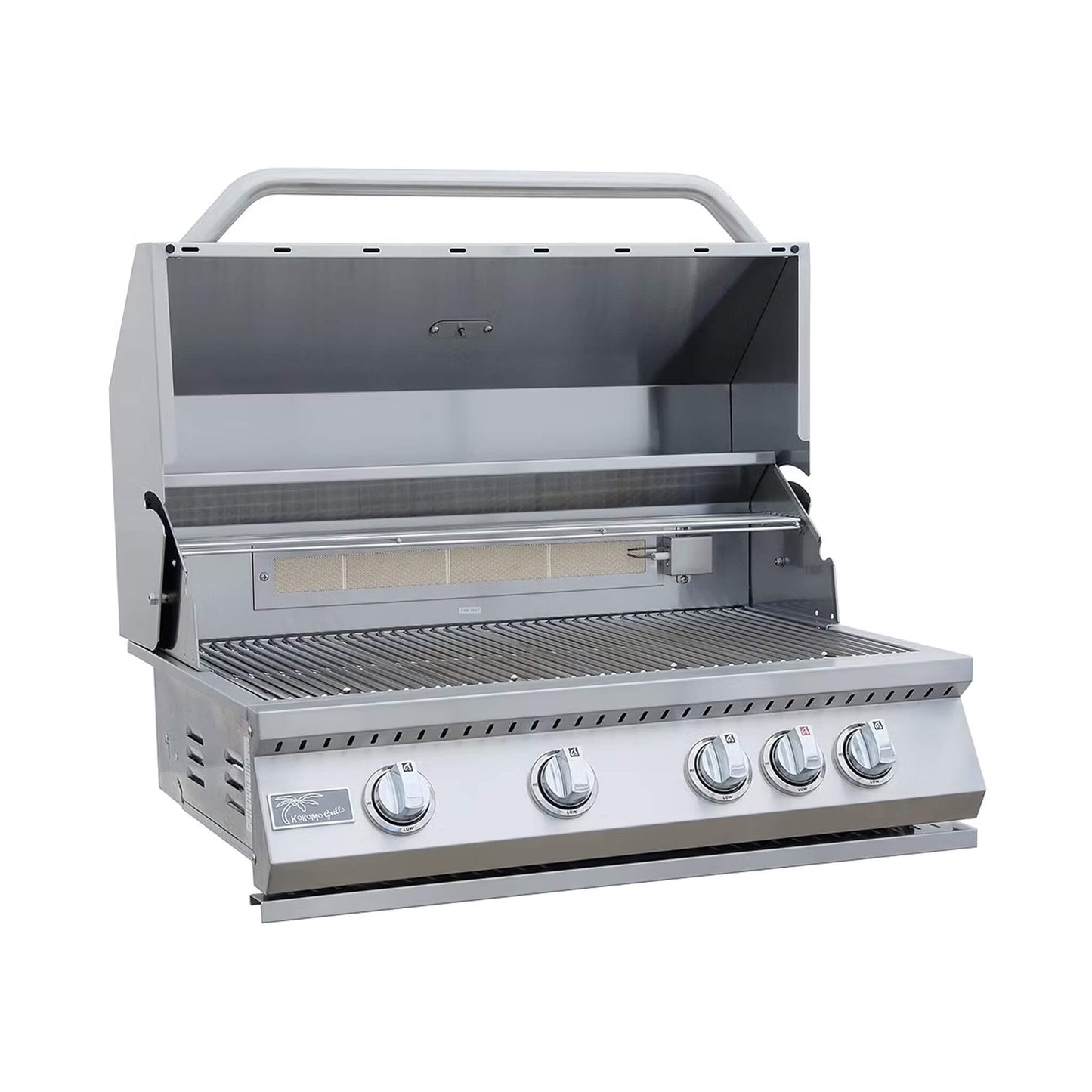 KoKoMo Grills Baja 9' Outdoor BBQ Island with 32" Built-In Grill, Refrigerator & Fire Feature