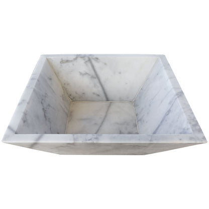 24" Carrara White Marble Outdoor Fire Pit – Natural Stone